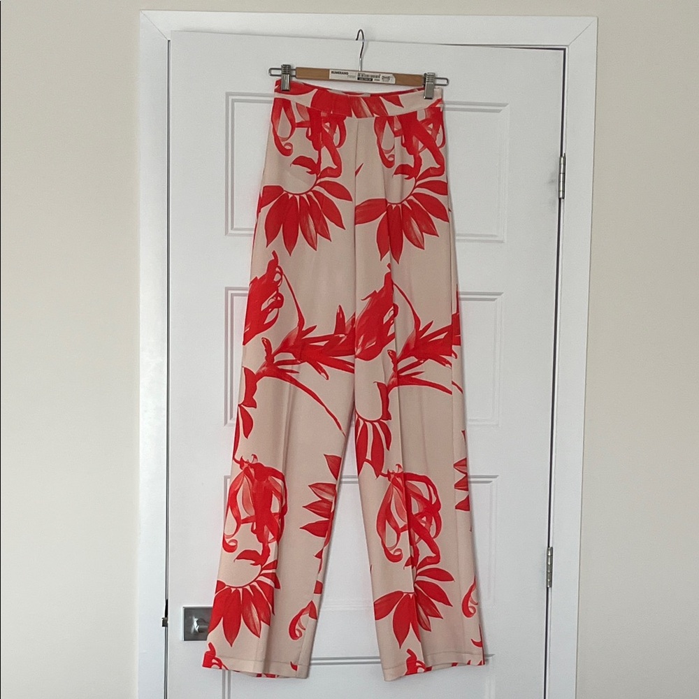 Rinascimento Red and Cream Wide Leg Pants
